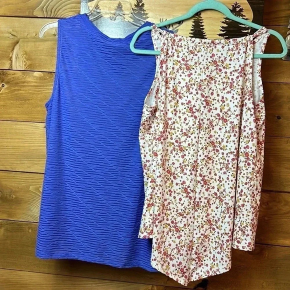 LOT OF 2 TANK TOPS XL ONE BLUE SEE THROUGH, ONE‎ FLORAL SUMMER BOHO Y2K - Picture 3 of 11